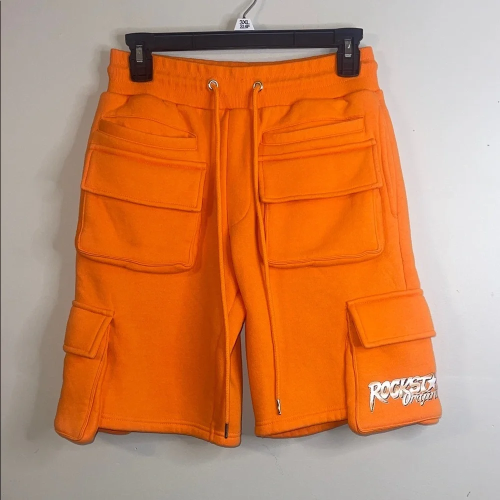 Rockstar Original Orange Men's Cargo Shorts Size Medium EUC #40